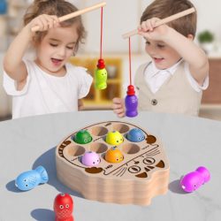 Jouets en bois pour apprendre la pêche et les lettres et chiffres alphabétiques