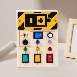 Tableau d'activités Montessori en bois pour tout-petits - Jouets sensoriels avec boutons lumineux à LED